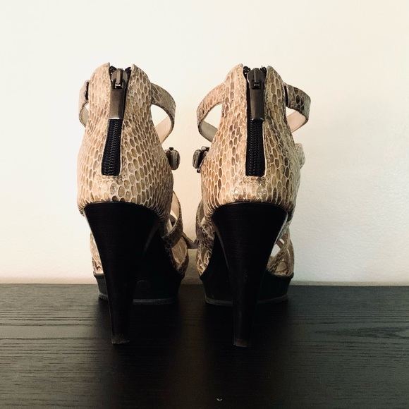 New Aquatalia Platform Cage Heel Sandals Snakeskin - Picture 4 of 8